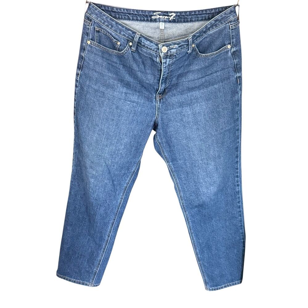 Seven7 Jeans Slim Straight Stretch High Rise Med Wash Women’s Size 16 90’s Style